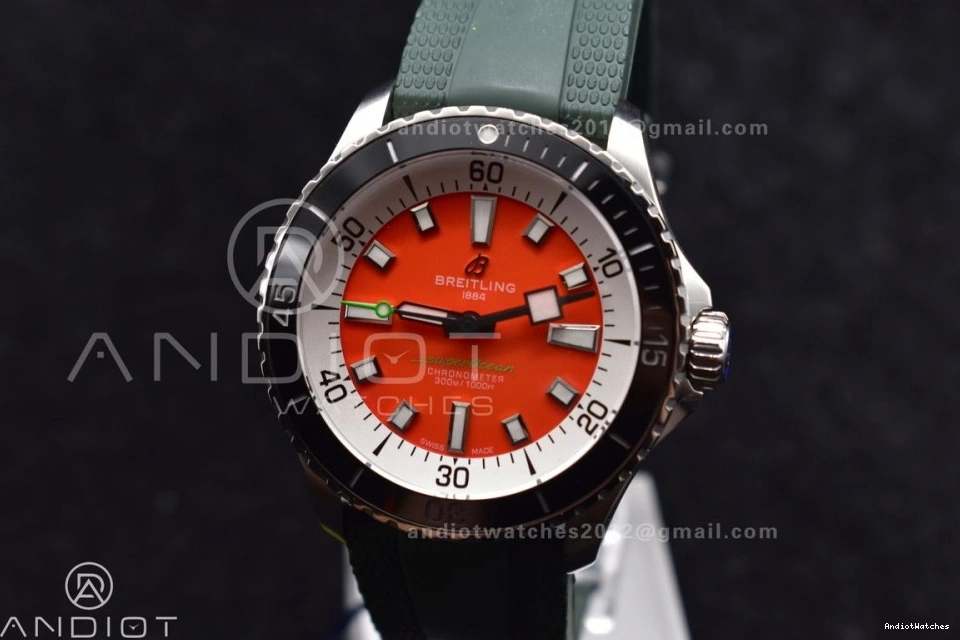 Rubber SuperOcean BLSF FashionForward 1:1 Automatic Orange 42 on Green Strap SS A 1164 Best Edition Dial 1226